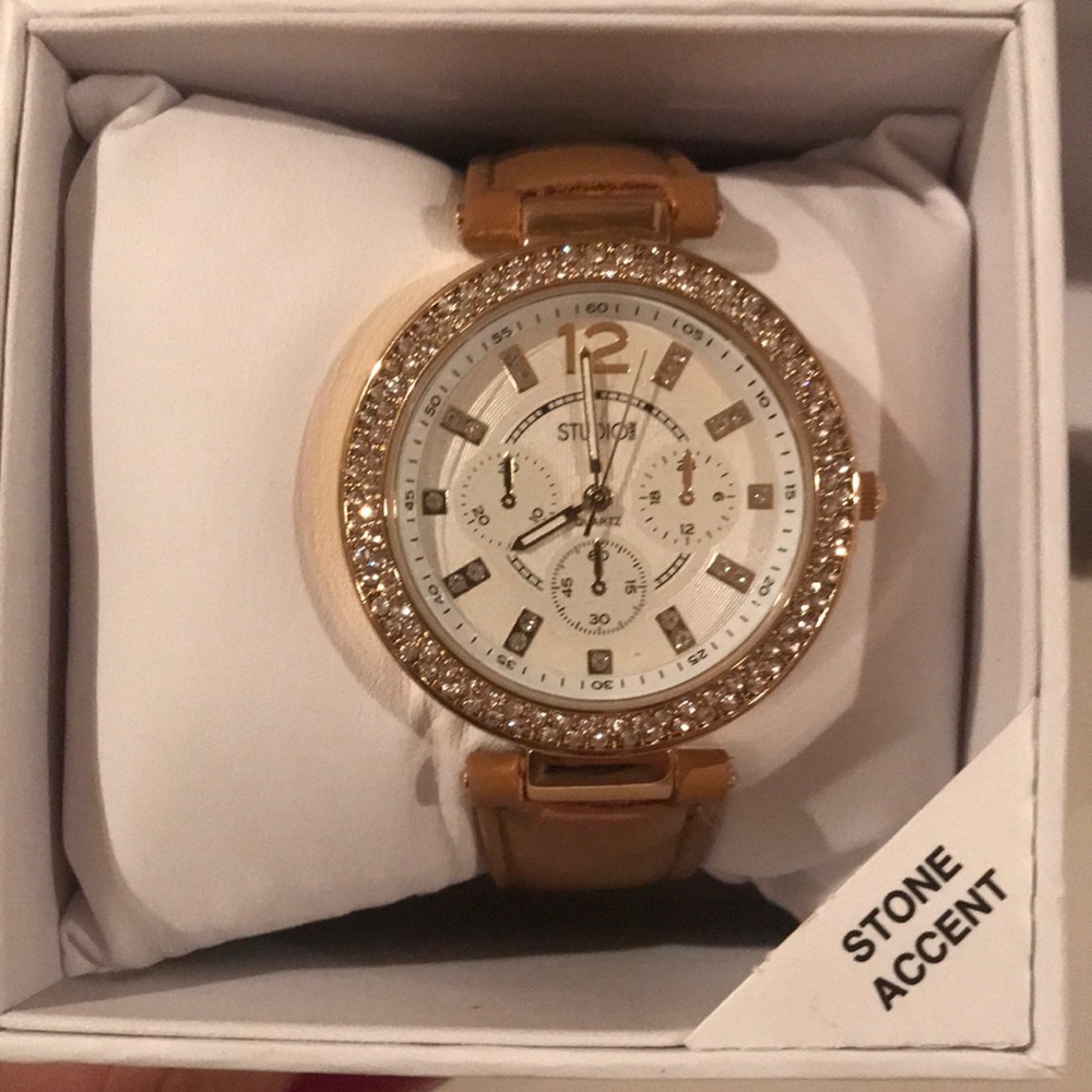NWT gold and leather watch